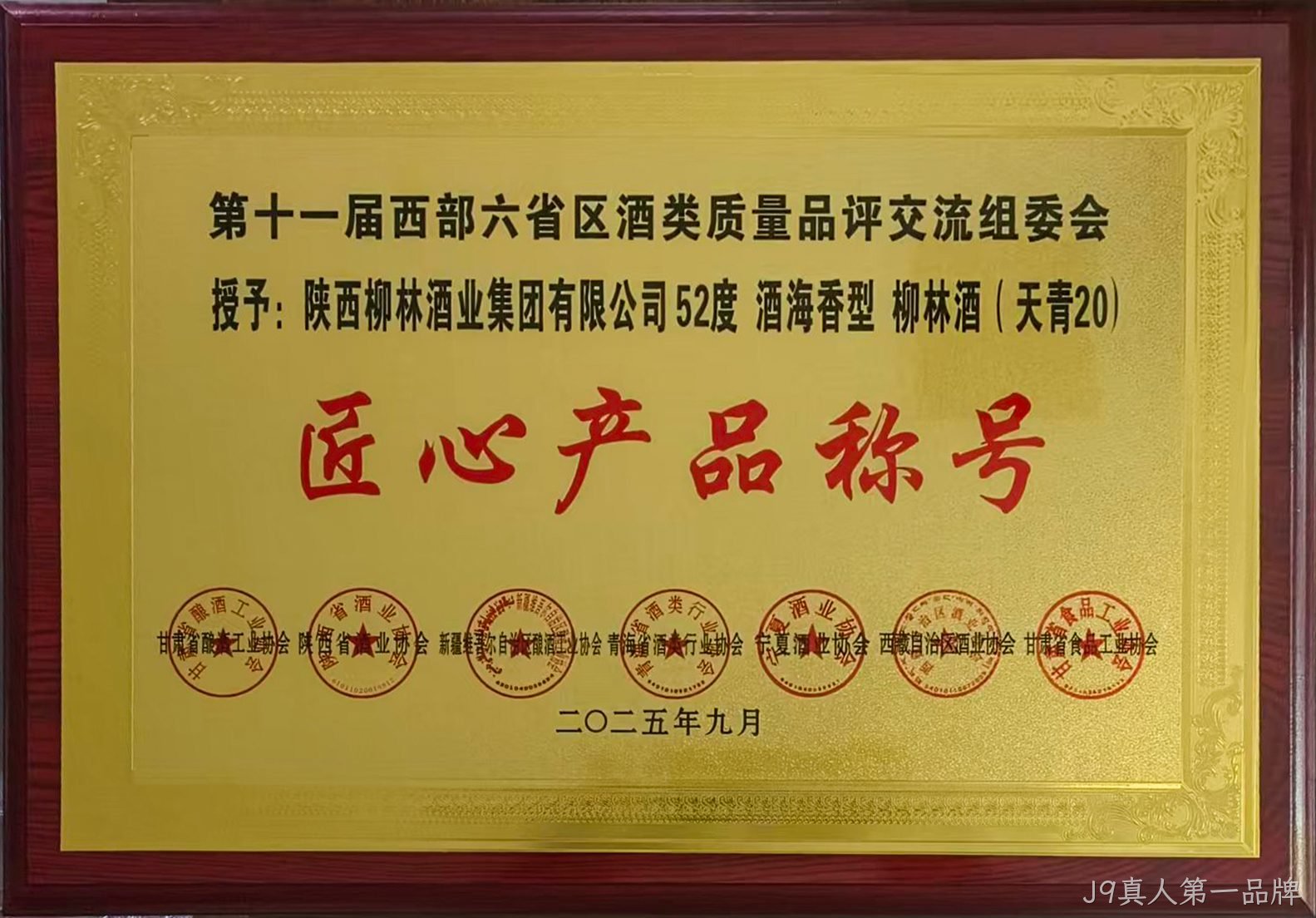第十一届西部六省区酒类质量品评交流组委会授予:酒海香型天青20匠心产品称号